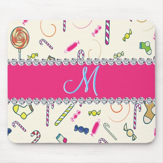 Candy Cane Monogram Mousepad (Vorne)