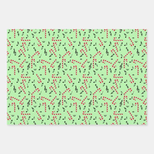 Candy Cane Musiknoten Geschenkpapier Set (Vorderseite 2)