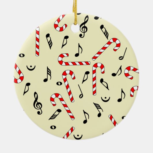 Candy Cane Musiknoten Keramik Ornament (Hinten)