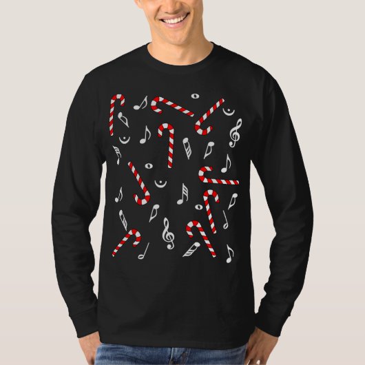 Candy Cane Musiknoten T-Shirt (Vorderseite)