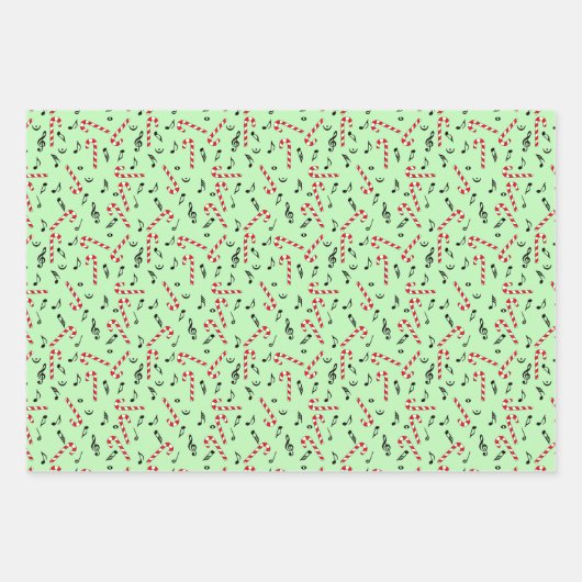 Candy Cane Musiknoten Wrapping Paper Sheets Geschenkpapier Set (Vorderseite 2)