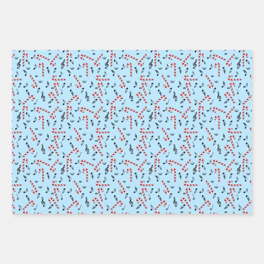 Candy Cane Musiknoten Wrapping Paper Sheets Geschenkpapier Set (Vorderseite 3)