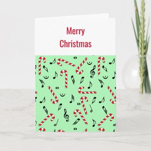 Candy Cane Musiknotens Weihnachtskarte Dankeskarte (Vorderseite)
