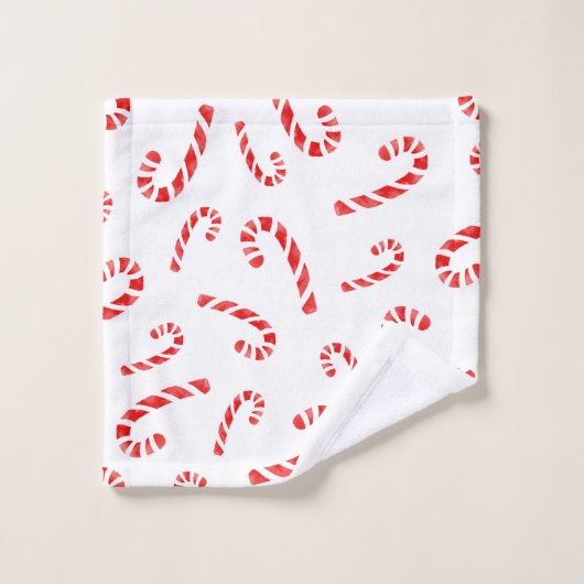 Candy Cane Muster Badhandtuch Set (Waschlappen)