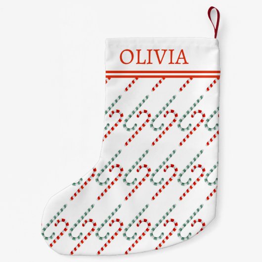 Candy Cane-Muster mit Monogramm-Urlaub Kleiner Weihnachtsstrumpf (Rückseite)
