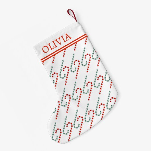 Candy Cane-Muster mit Monogramm-Urlaub Kleiner Weihnachtsstrumpf (Rückseite (Hängend))