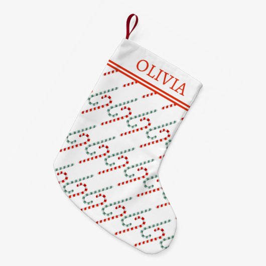 Candy Cane-Muster mit Monogramm-Urlaub Kleiner Weihnachtsstrumpf (Vorderansicht (hängend))