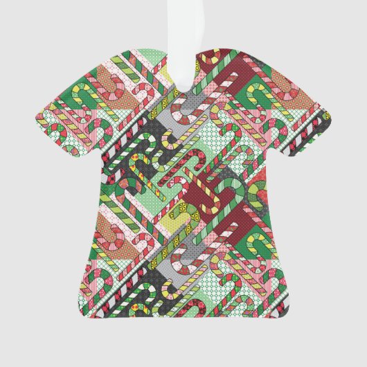 Candy Cane Muster Schlanke Keramik Ornament (Vorderseite)