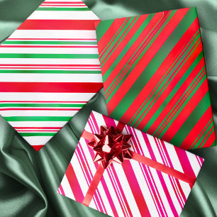 Candy Cane Muster Weihnachten Rot und Grün Weiß Geschenkpapier Set
