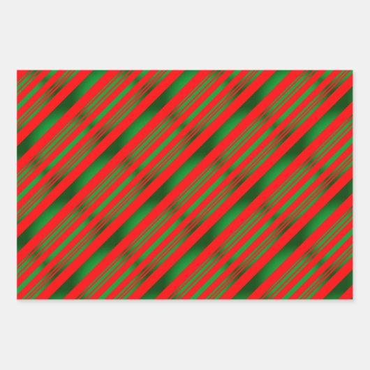 Candy Cane Muster Weihnachten Rot und Grün Weiß Geschenkpapier Set (Vorderseite 2)