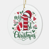 Candy Cane “My 1st Christmas” with Photo Keramik Ornament (Links)