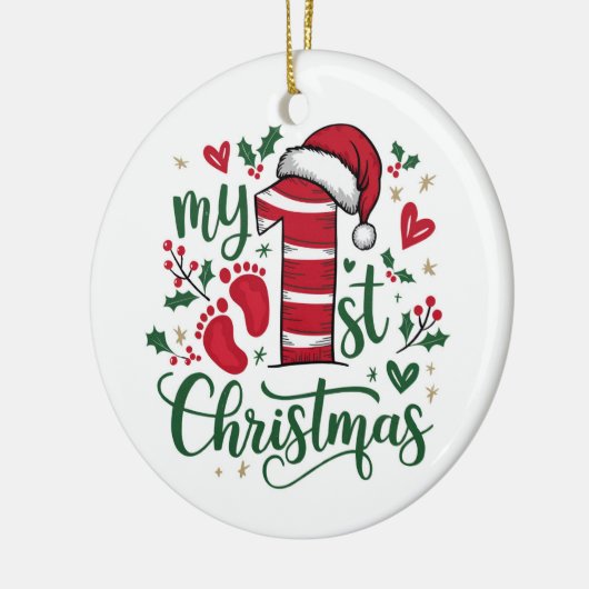 Candy Cane “My 1st Christmas” with Photo Keramik Ornament (Links)