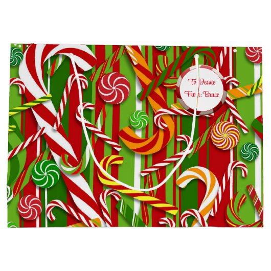 Candy Cane Namensgebung Weihnachten Große Geschenktüte (Rückseite)