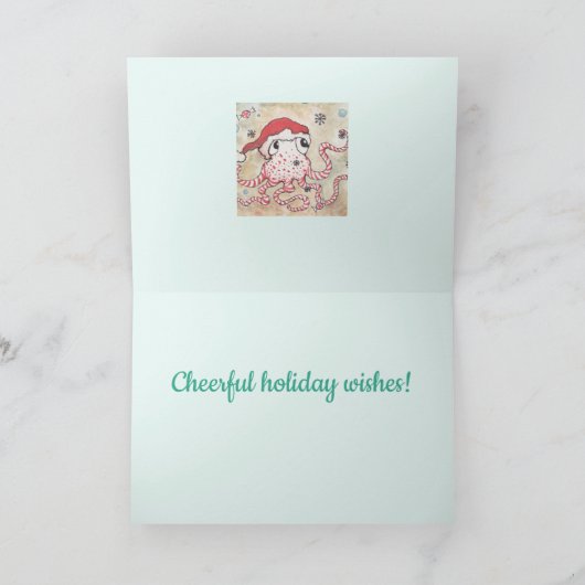 Candy Cane Octopus Feiertagskarte (Innenseite)