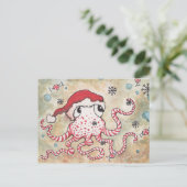 Candy Cane Octopus Postkarte (Stehend Vorderseite)