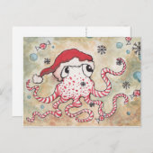 Candy Cane Octopus Postkarte (Vorne/Hinten)