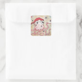 Candy Cane Octopus Quadratischer Aufkleber (Tasche)