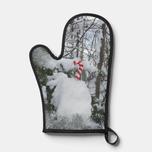 Candy Cane on Snow Covered Tree Ofenhandschuh (Vorderseite)