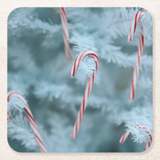 Candy Cane on Tree Rechteckiger Pappuntersetzer (Vorderseite)