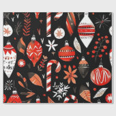 Candy Cane & Ornament Wrapping Paper Geschenkpapier (Flach)