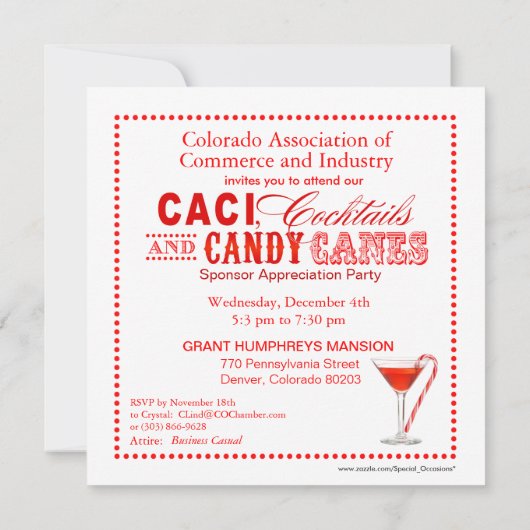 Candy Cane Party Einladung (Rückseite)