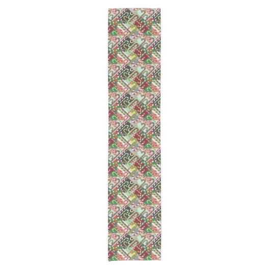 Candy Cane Patchwork Muster Kurzer Tischläufer (Vorderseite)