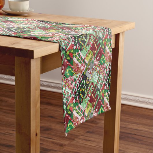 Candy Cane Patchwork Muster Kurzer Tischläufer (Beispiel)