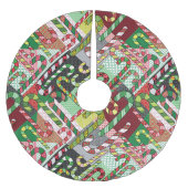 Candy Cane Patchwork Muster Polyester Weihnachtsbaumdecke (Vorderseite)