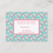 Candy Cane Pattern Aquamarines Weihnachtsgeschenk Visitenkarte (Rückseite)