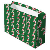 Candy Cane Pattern Große Geschenktüte (Rückseite Schrägansicht)
