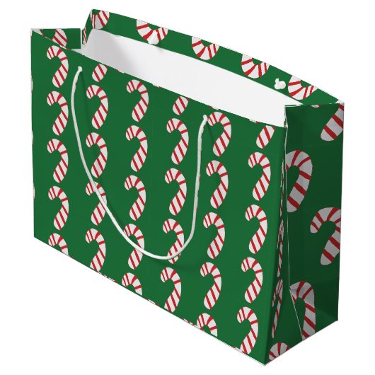 Candy Cane Pattern Große Geschenktüte (Rückseite Schrägansicht)