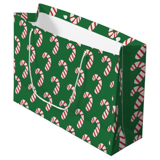 Candy Cane Pattern Große Geschenktüte (Vorderseite Schrägansicht)