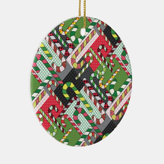 Candy Cane Pattern Keramik Ornament (Rechts)