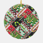 Candy Cane Pattern Keramik Ornament (Hinten)