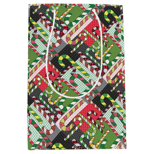 Candy Cane Pattern Mittlere Geschenktüte (Vorderseite)