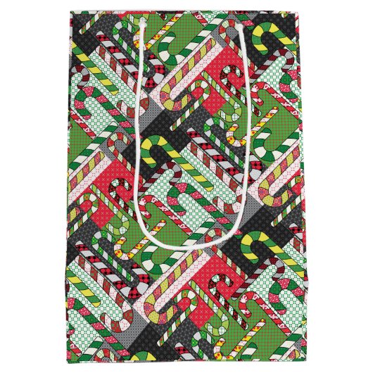 Candy Cane Pattern Mittlere Geschenktüte (Rückseite)