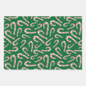 Candy Cane Pattern Red Green Maroon Geschenkpapier Set (Vorderseite 2)