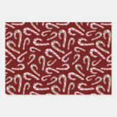 Candy Cane Pattern Red Green Maroon Geschenkpapier Set (Vorderseite)