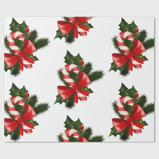 Candy Cane Pattern Retro Weihnachtsgeschenk Geschenkpapier (Flach)