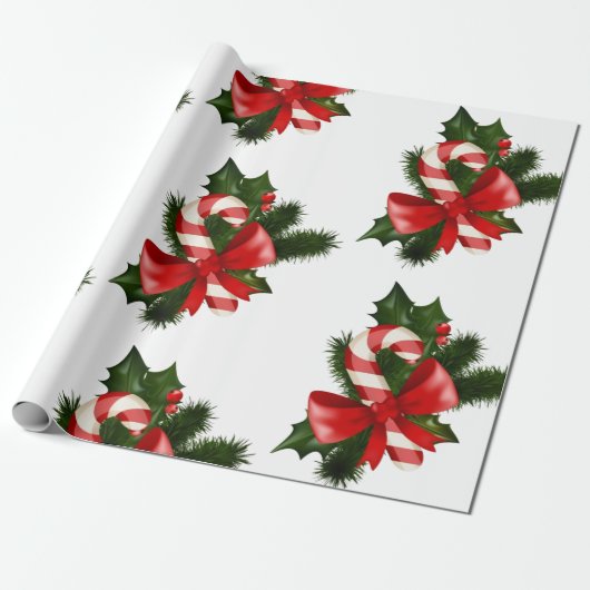 Candy Cane Pattern Retro Weihnachtsgeschenk Geschenkpapier (Ungerollt)
