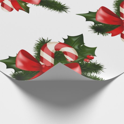 Candy Cane Pattern Retro Weihnachtsgeschenk Geschenkpapier (Ecke)