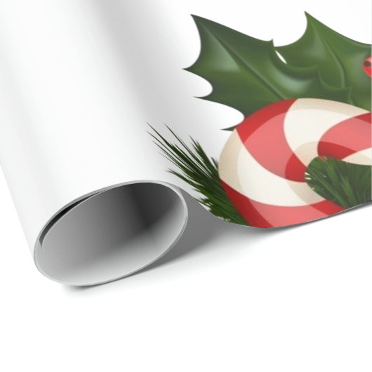 Candy Cane Pattern Retro Weihnachtsgeschenk Geschenkpapier (Rolleneckpunkt)