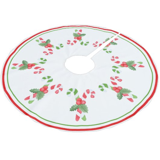 Candy Cane Pattern - Weihnachten Polyester Weihnachtsbaumdecke (Schrägansicht)