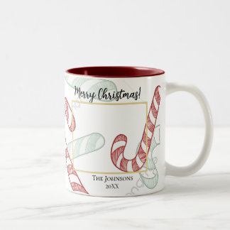 Candy Cane Peppermint Foto Weihnachten Rot Grün Zweifarbige Tasse