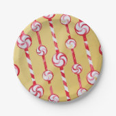 Candy Cane Peppermint Gold Paper Plate Pappteller (Vorderseite)