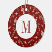 Candy Cane Peppermint Initial Monogram Christmas Keramik Ornament (Links)