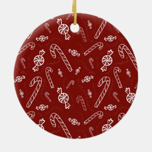 Candy Cane Peppermint Initial Monogram Christmas Keramik Ornament (Hinten)