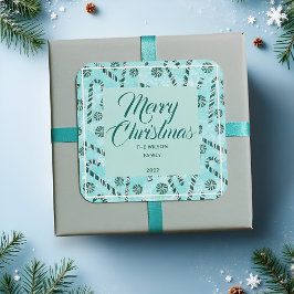 Candy Cane Peppermint Quadratischer Aufkleber