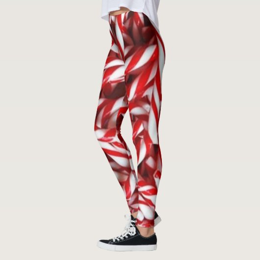 Candy Cane Peppermint Stick Fashion Leggings (Links)