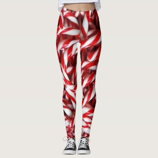 Candy Cane Peppermint Stick Fashion Leggings